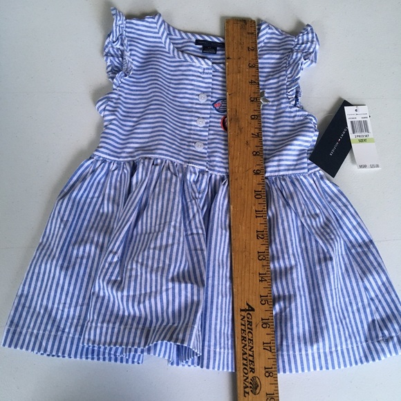 New Tommy Hilfiger 4T girl blue white Strip Dress - Picture 4 of 7